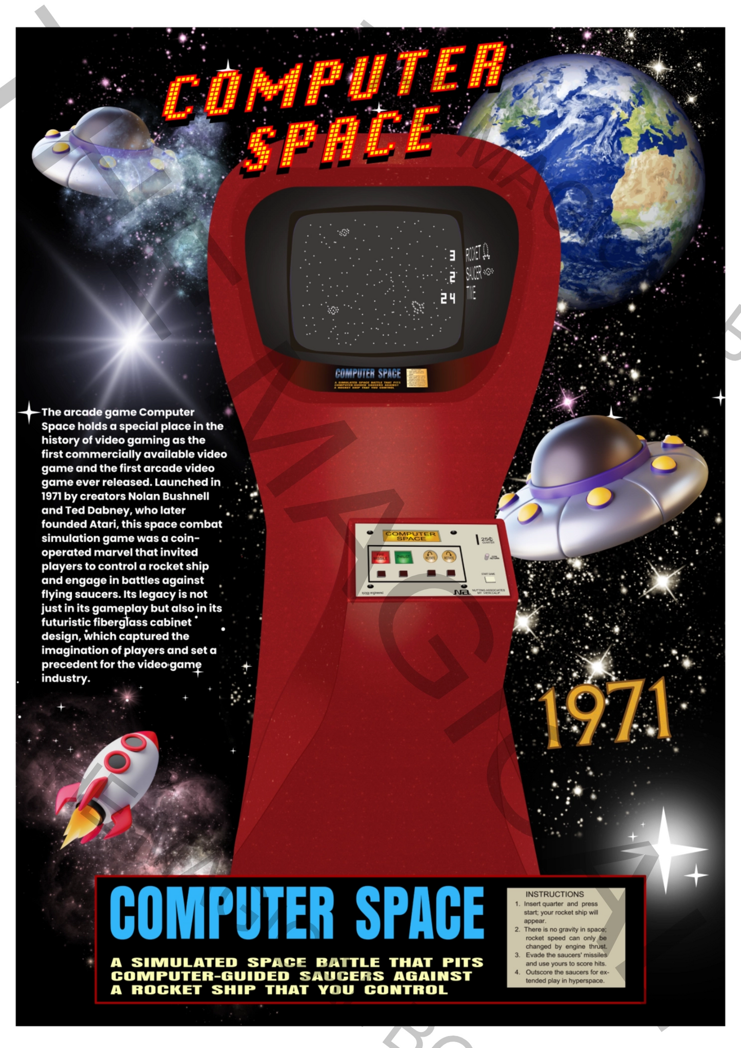 Computer Space Arcade Wall Art