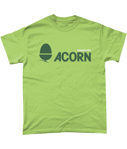 Kiwi (green) T-shirt with acorn computer logo in green and established 1978 in white 