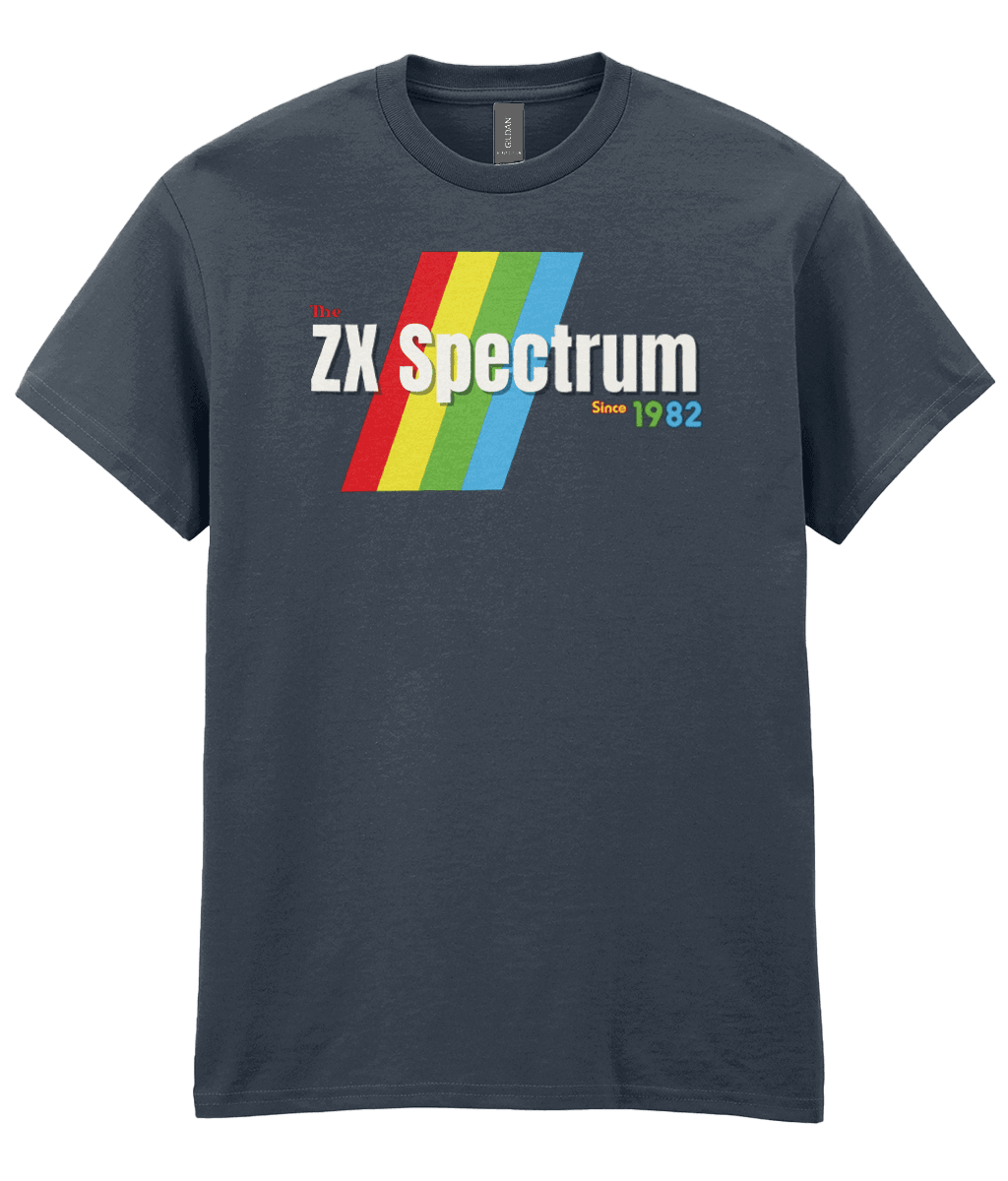 ZX Spectrum T-Shirt – Retro 1982 Tribute Coloured Stripes & 8-Bit ZX Spectrum T-Shirt – Retro 1982 Tribute Coloured Stripes & 8-Bit